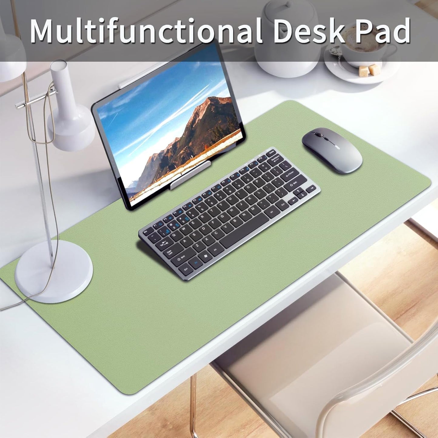 Bloss Green Desk Mat, Desk Matt for Desktop, Large Leather Desk Pad, Desk Pad Mat Waterproof, Computer Mat for Office Work/Home/Decor (31.5 x 15.7 Inches)
