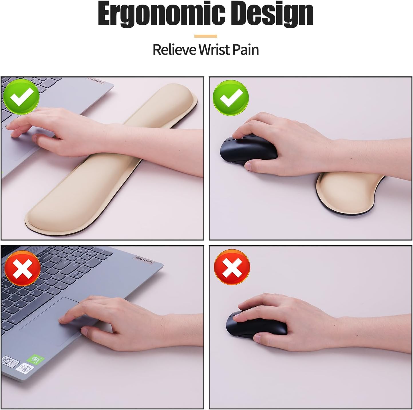 Bloss Leather Desk Pad and Keyboard Wrist Rest, Large Mouse Pad + Keyboard Pad+Mouse Wrist Support, Non-Slip Desk Mat Protector for Office, Home(31.5×15.7 Inches,Beige)