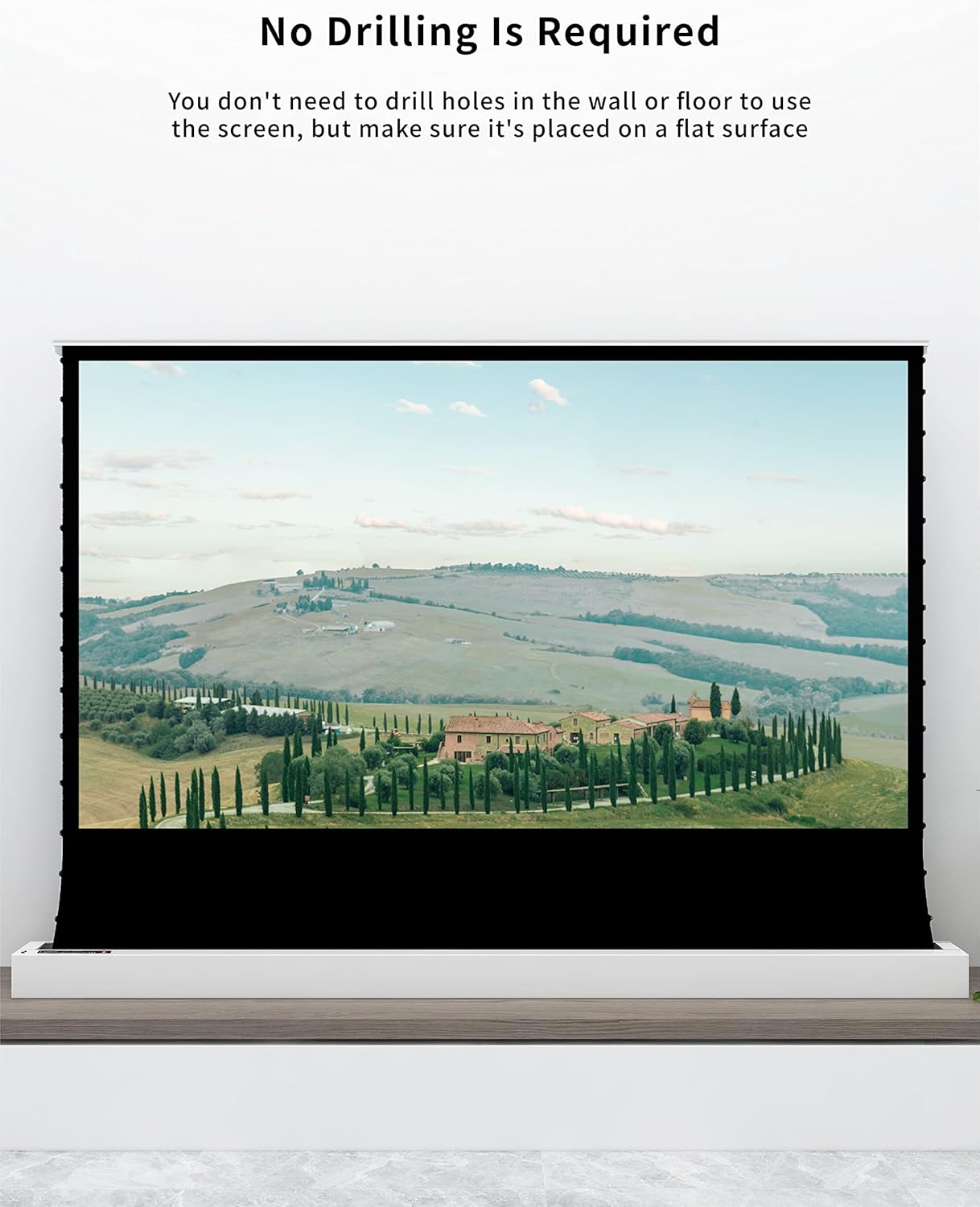 VIVIDSTORM-Screen Projector S 110 inch Motor Rollable Foldaway Portable Screen with White Cinema PVC, 4k 3D HD Gaming/Office Room,Compatible with Standard Projector,VWSDSTW110H