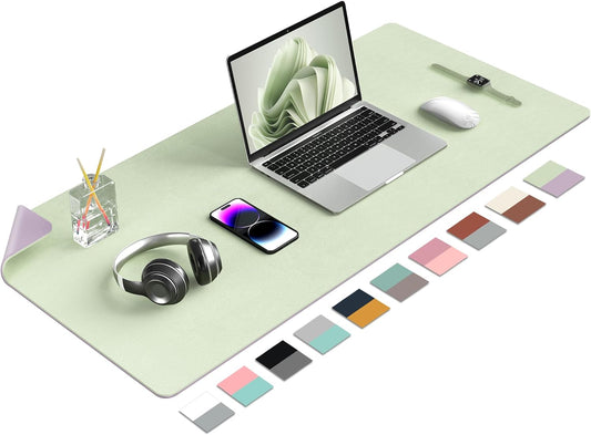 Aothia Double-Sided PU Leather Desk Pad - Non-Slip Large Mouse Pad & Desk Mat for Office, Home - Waterproof, Easy to Clean, Durable Dual-Sided Surface (36" x 17", Matcha Green)