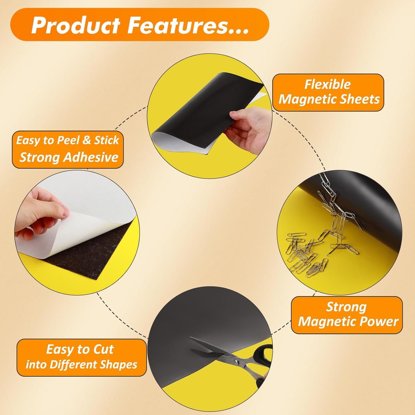 Adhesive Magnetic Sheets 8.5 x 11 Inch, 20 Packs Magnetic Sheets with Adhesive Backing - 0.5mm Thickness Flexible Magnet Sheets for Dies Storage, Craft Projects, Photos, School, Office