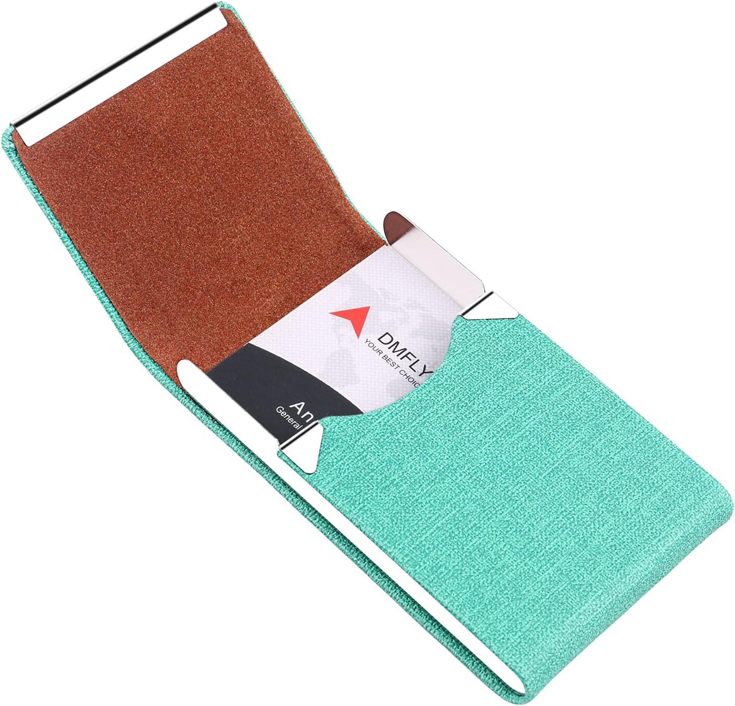 Business Card Holder for Women and Men - Magnetic Shut Case for Purse, Green-bm