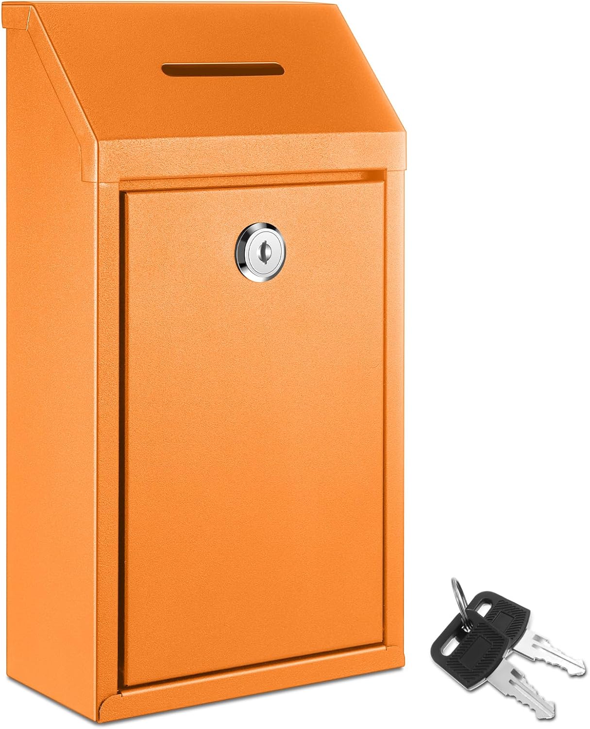 Metal Donation Cash Box Collection Safe Suggestion Box with Lock Wall Mounted Mailbox Delivery Ballot Container for Home Office Outdoor Door