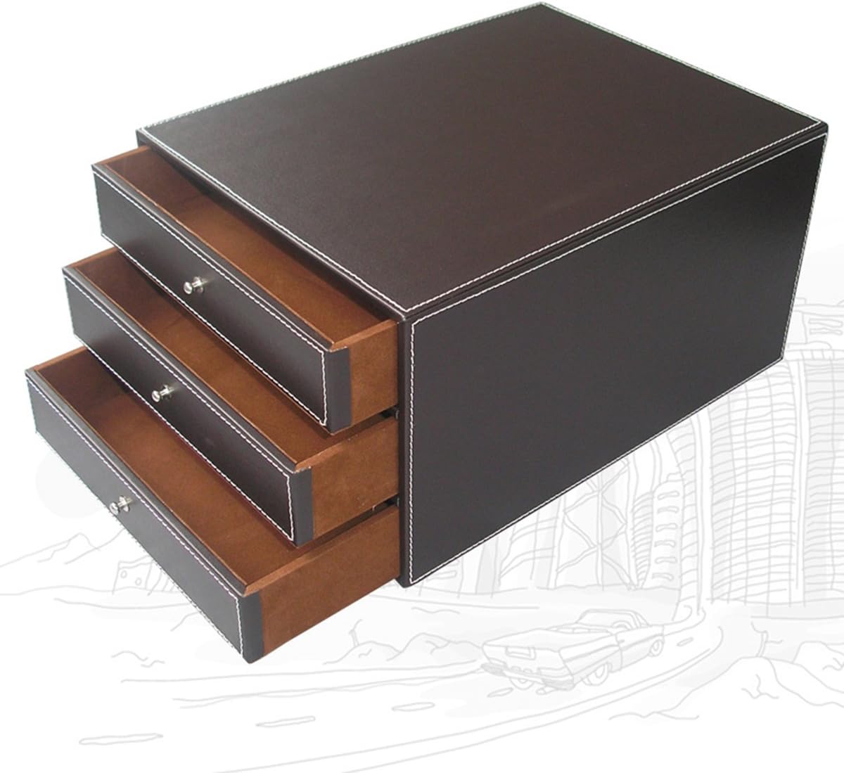 KINGFOM Pu Leather Desk Organizers and Accessories, 8 PCS/SET Office Supplies Organization with Magazine Files Holder, Stackable Paper Tray, Desktop Organizers with Drawer for Home Office School Brown