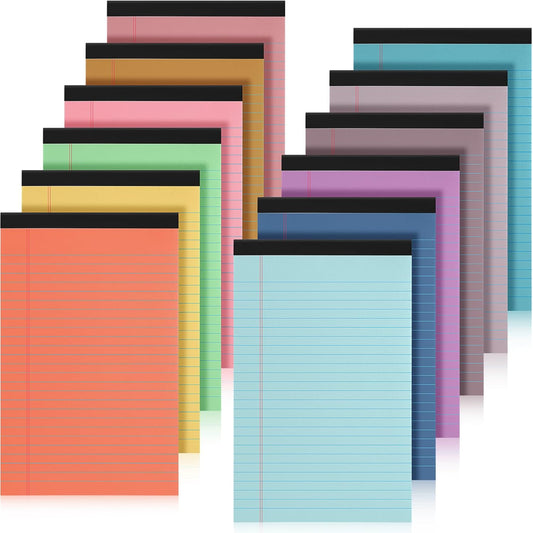 Fuutreo 12 Pcs 5" x 8" Legal Pad Writing Notepads 50 Sheets Small Legal Pad Narrow Ruled Multiple Color Lined Paper for School College Office Supplies Work (Multicolor)