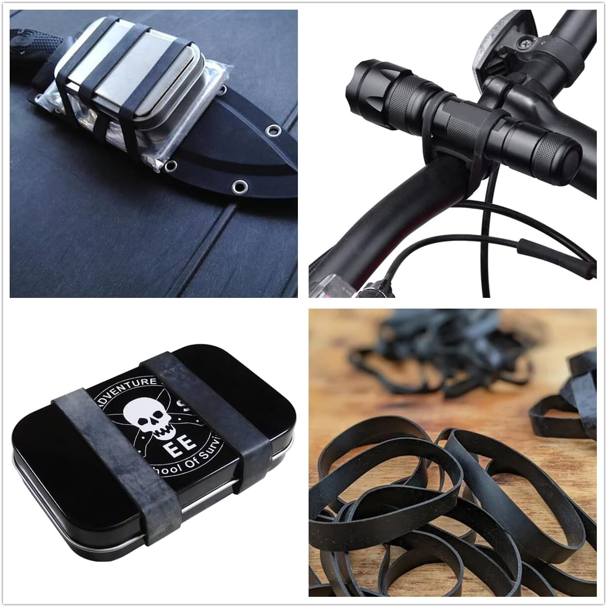 Tactical Rubber Band Black - Heavy Duty UV Heat Cold Resistant Thick Strong Elastic Rubber Bands Outdoor Hiking Backpacking Survival Camping Biking Fixed Item (#94)