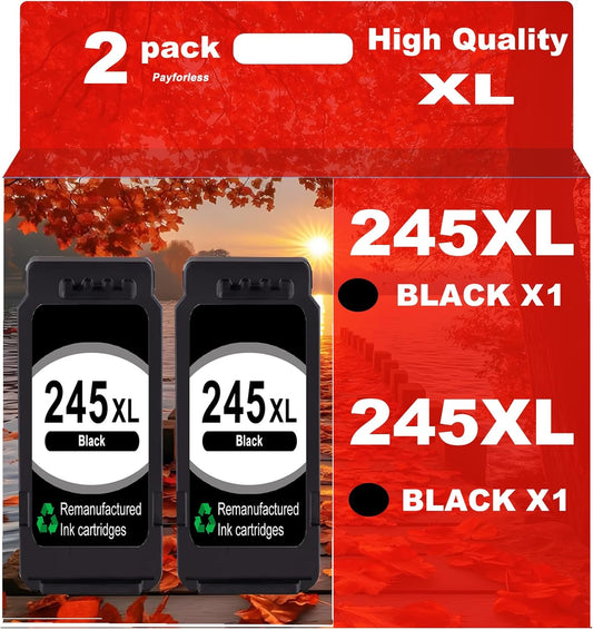245XL Ink Cartridge Replacement for Canon 245XL Black Ink PG-245 Compatible with Canon Pixma MX490 MX492 MG2522 MG3022 MG2520 TS3100 TS3122 TS3300 TS3322 TR4522 Printer (2 Black Pack)