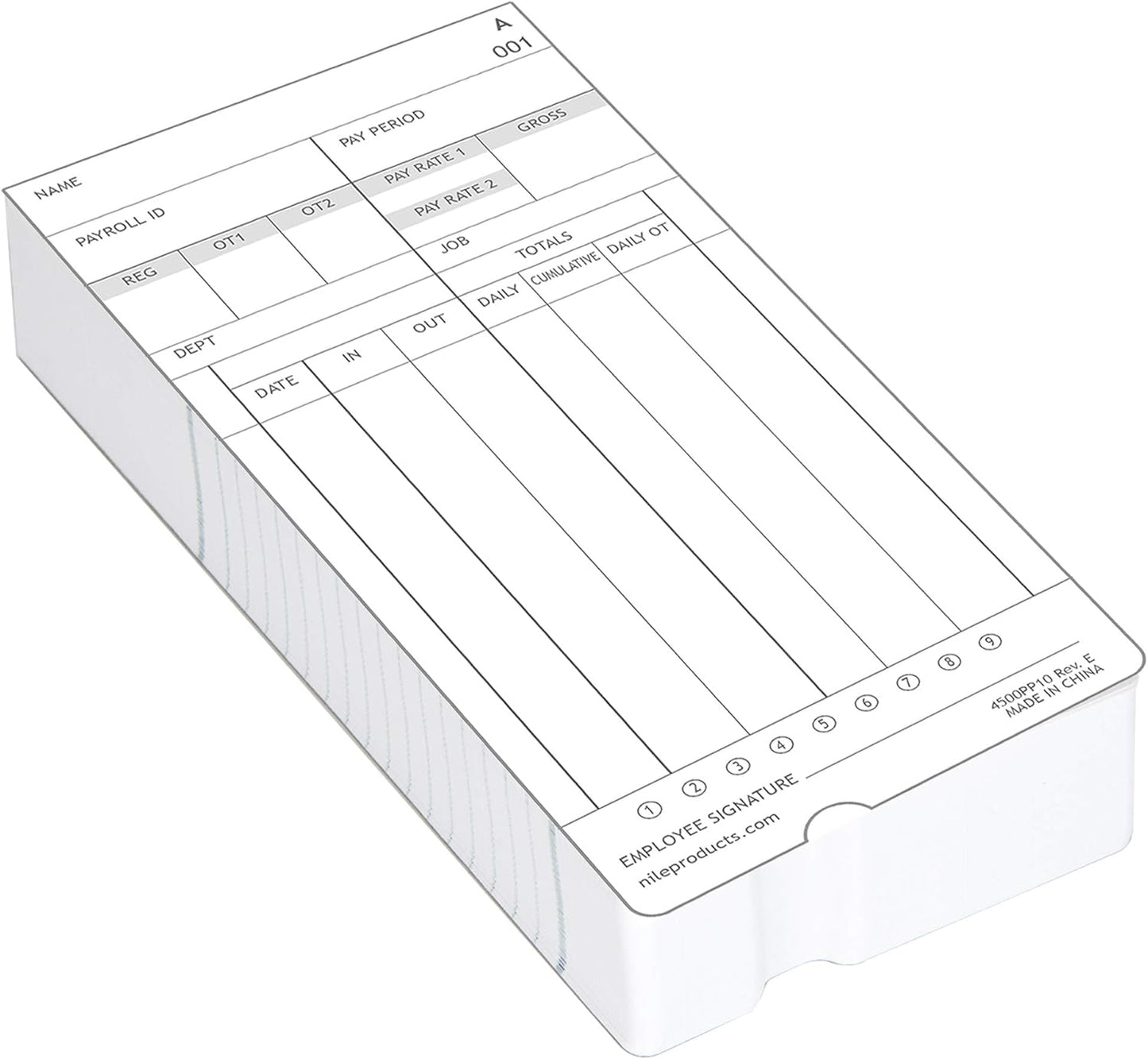 Nile Products - Authorized Time Cards for Nile Products 4500PP Compatible [ 4500PP10 ] Electronic Time Clock, Double Sided Time Sheets (3.37 x 7.37 Inches) - 100 Time Cards Per Package
