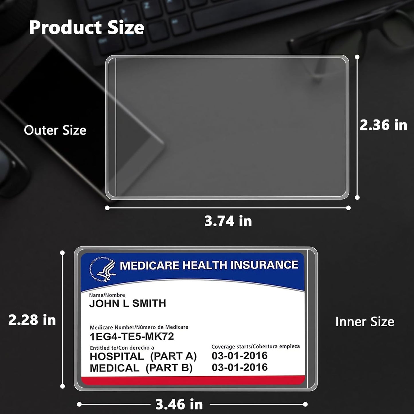 New Medicare Card Holder Protector Sleeves, Social Security Card Protector, 12 Mil Clear PVC Water Resistant Plastic Sleeves for New Medicare/Social Security/Business/ID/Credit Cards(10 Pack)