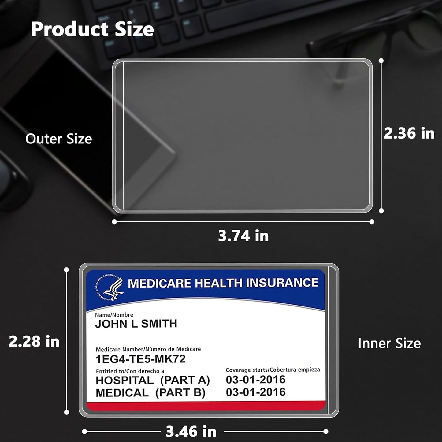 New Medicare Card Holder Protector Sleeves, Social Security Card Protector, 12 Mil Clear PVC Water Resistant Plastic Sleeves for New Medicare/Social Security/Business/ID/Credit Cards(6 Pack)