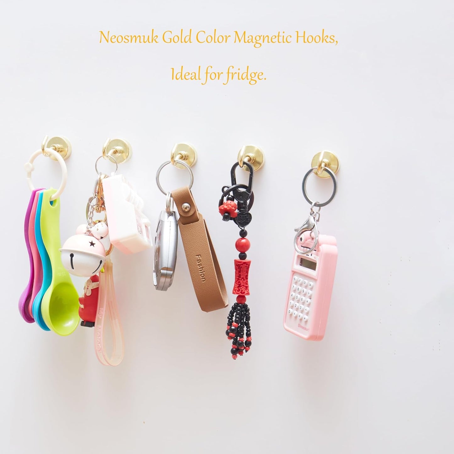 Neosmuk Magnetic Hooks,Heavy Duty Earth Magnets with Hook for Refrigerator, Extra Strong Cruise Hook for Hanging, Magnetic Hanger for Cabins, Grill (Gold, Pack of 4)