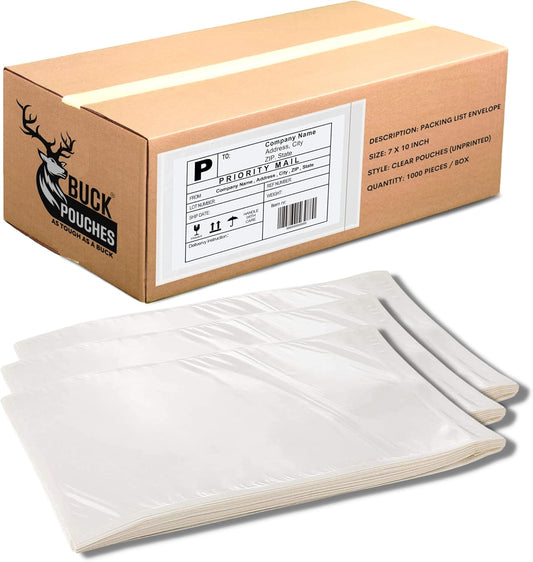 2000 Pack 7"x10" Shipping Label Sleeves – Clear Self-Adhesive Packing Slip Pouches, Waterproof Packing List Envelopes – Ideal for Shipping Documents, Mailing Labels, Invoices & Packing Slips