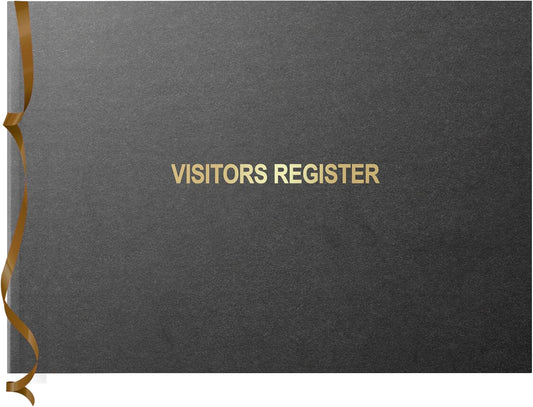Officewerks Visitors Register & Guest Book, 120 Pages, 8 7/8" X 7", Black Hardbound Cover, Durable Smyth Sewn Binding