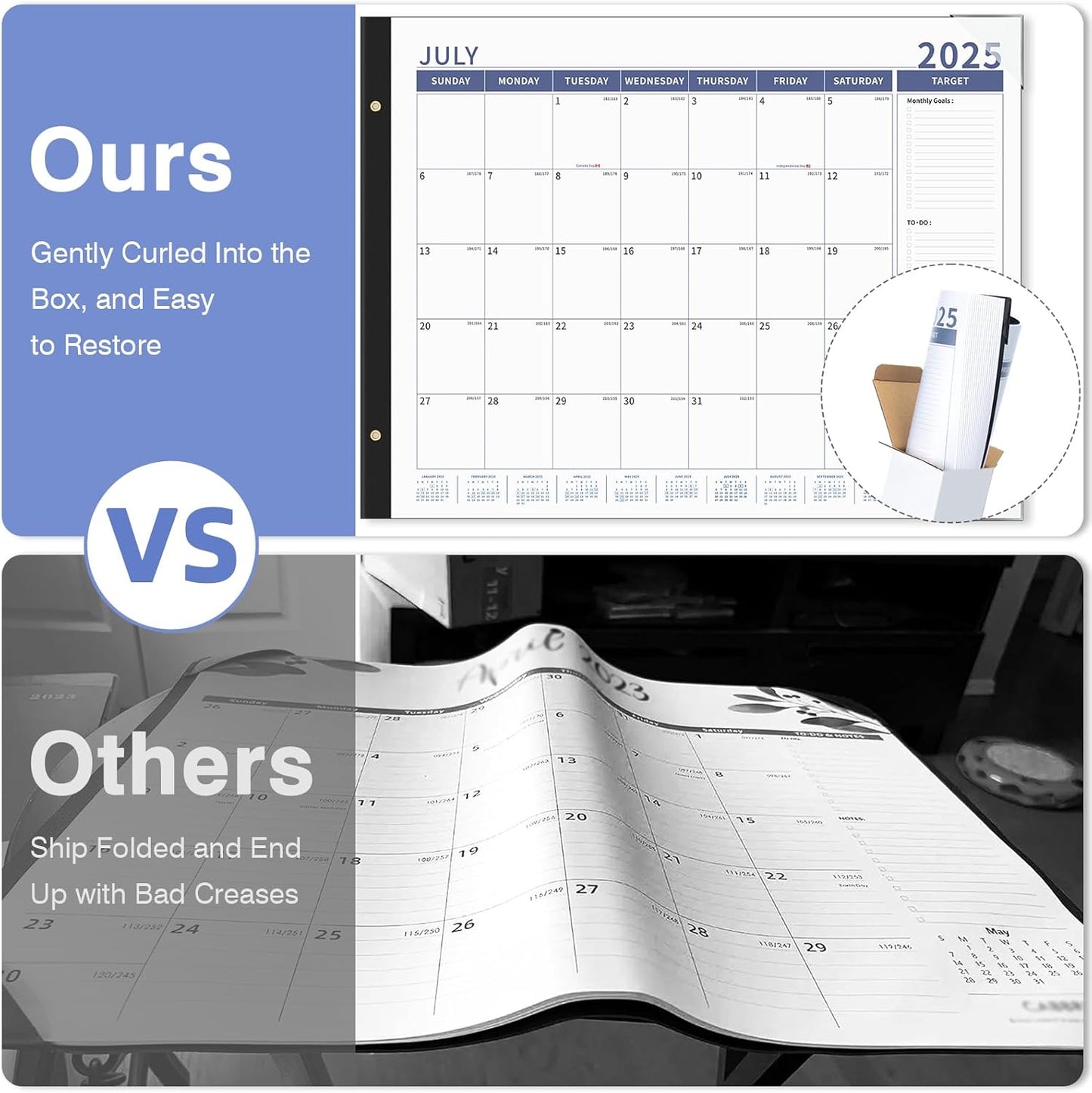 Ospelelf Desk Calendar 2025-2026 Large 22'' x 17'' Calendar 2025 Monthly Desktop Calendar, 18 Month Calendar, Use July 2025 - Dec 2026, Blue