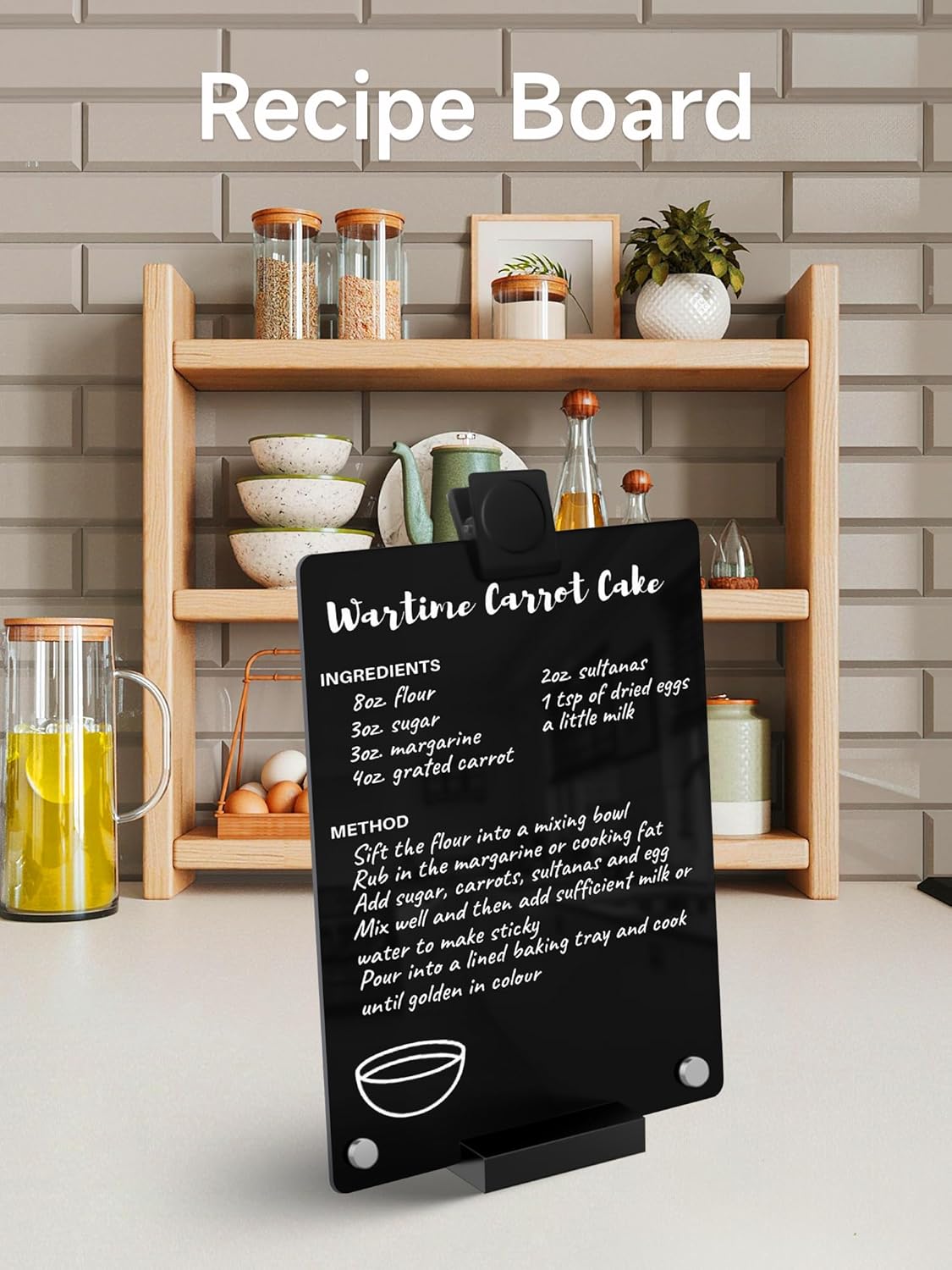 Acrylic Black Dry Erase Board with Stand - 12” x 8” Small Desktop Whiteboard with Marker, Reusable Desk Blackboard, to-Do List, Planner, Memo Clipboard, Menu Board for Office, Home, Bar