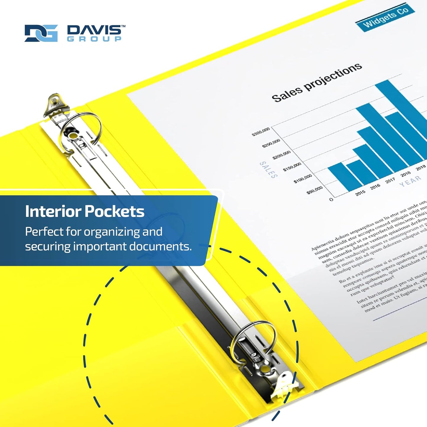 Easyview Premium 3-Ring Binders with Clear-View Covers and Round Rings, Binders for School or Office, 1 Inch, Pack of 6, Yellow