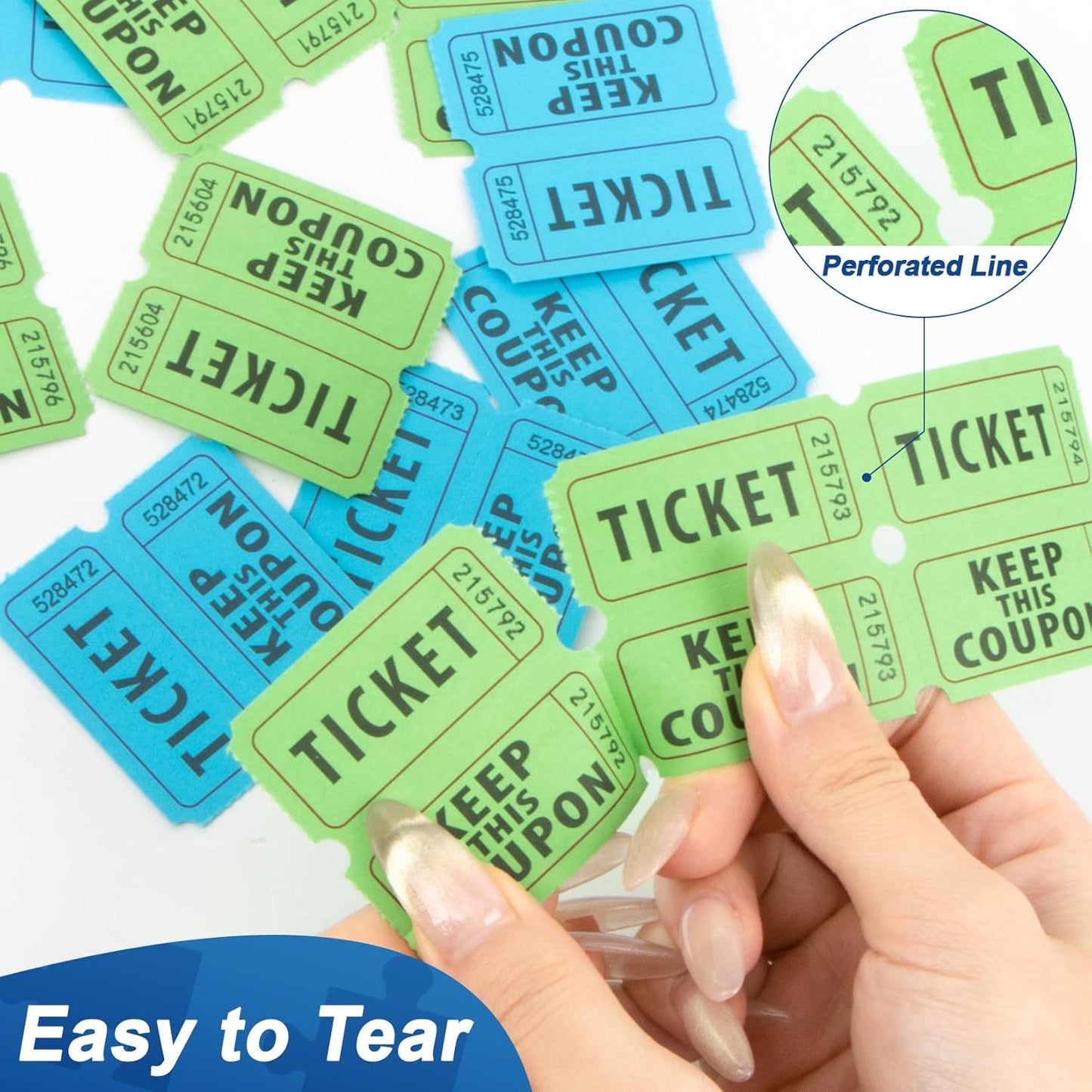 800PCS Double Roll Raffle Tickets 50/50 Raffle Tickets Perforated Line Consecutive Numbers Tearable Writable Suitable for Raffles, Events, Carnivals, Entry, Lottery, Prizes