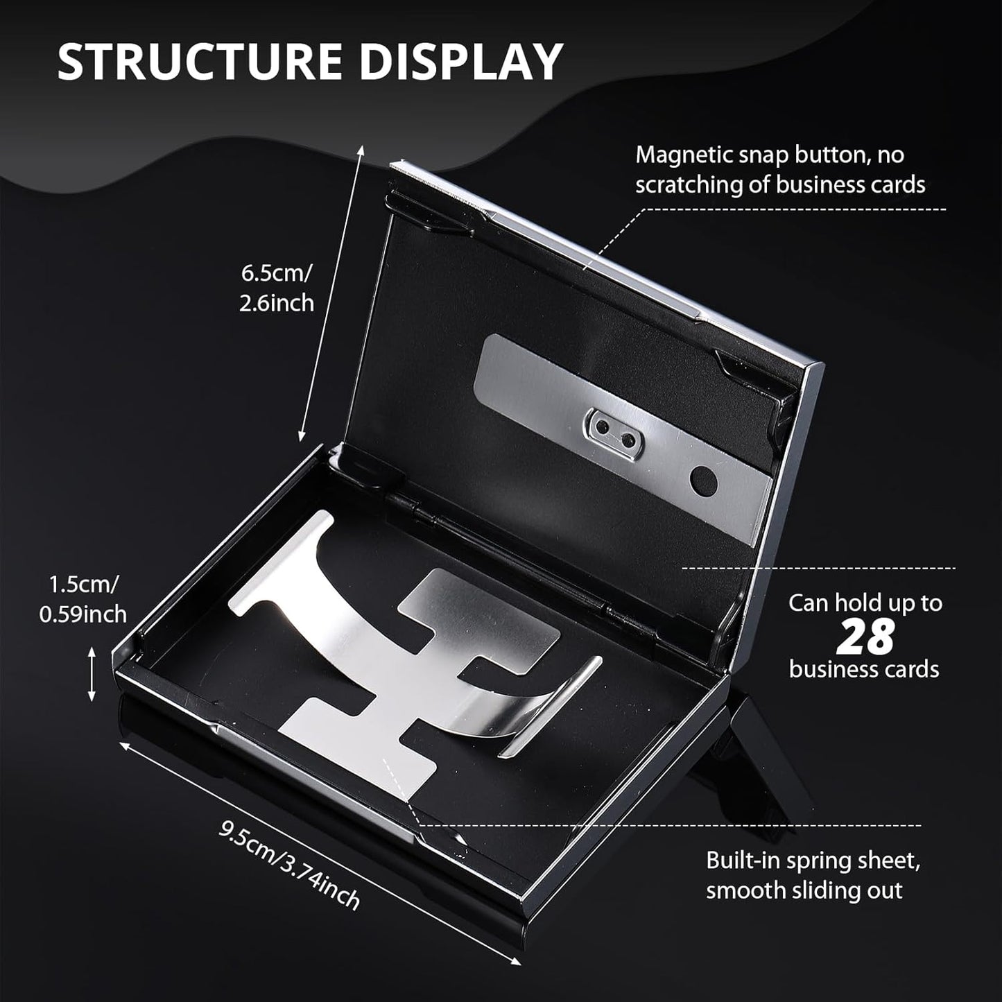 Zonon Large Thumb Drive Business Card Holder Fit 28 Name Credit Aluminum Alloy Slide out Name Card Case Portable Business Holder Wallet Pocket for Men Women (Gray)