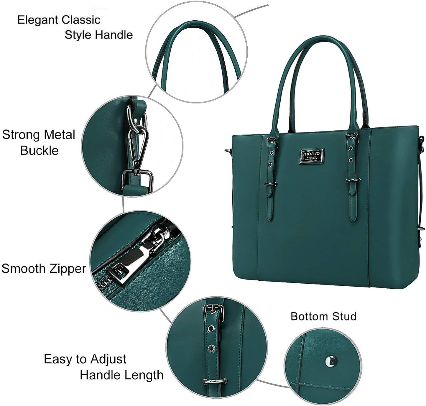 MOSISO PU Leather Laptop Tote Bag for Women, Waterproof Large Capacity Business Work Briefcase Shoulder Laptop Bag