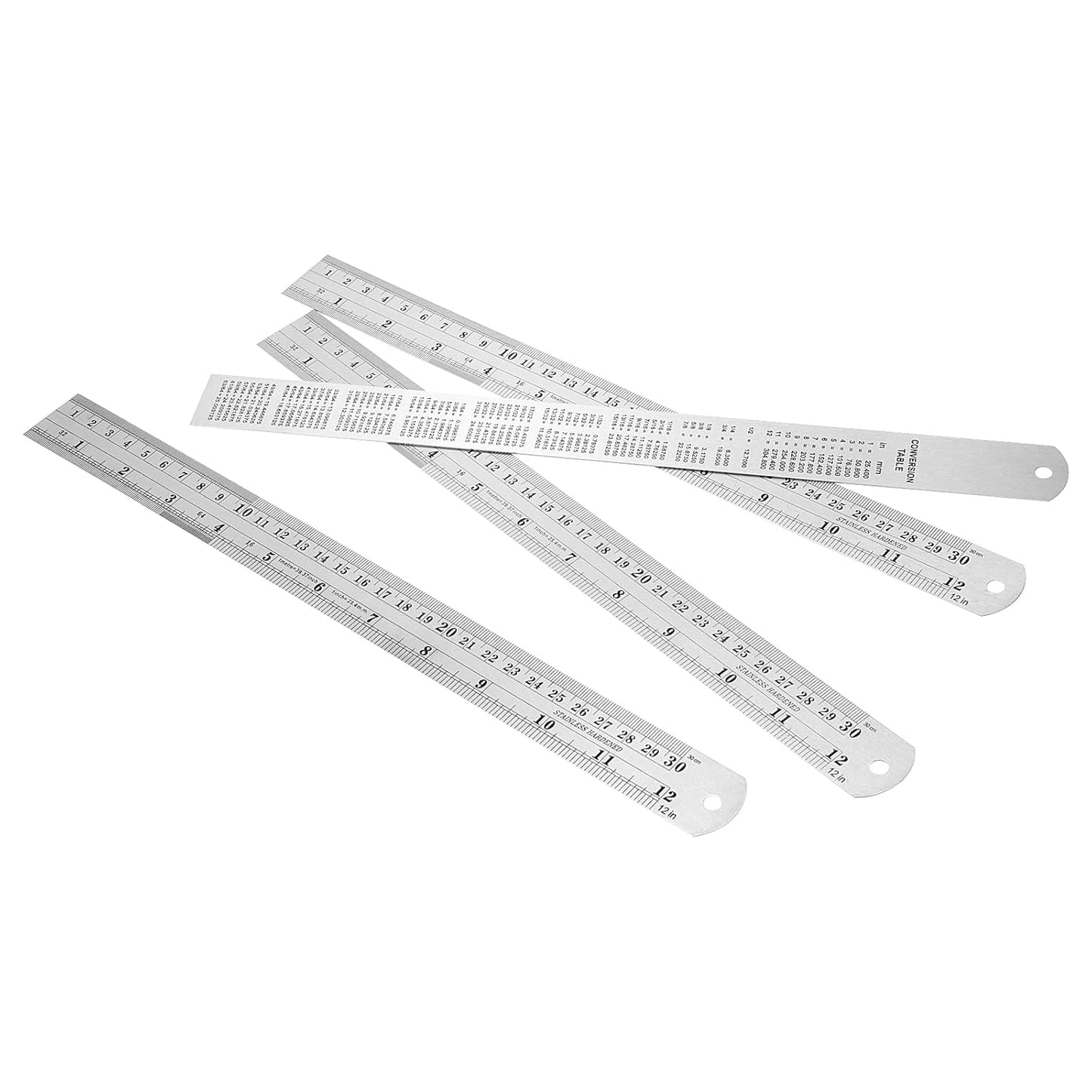 30 Pack 12 Inch Stainless Steel Ruler, Metal Straight Edge Rulers with Inches and Centimeters Precision Measuring Metal Ruler