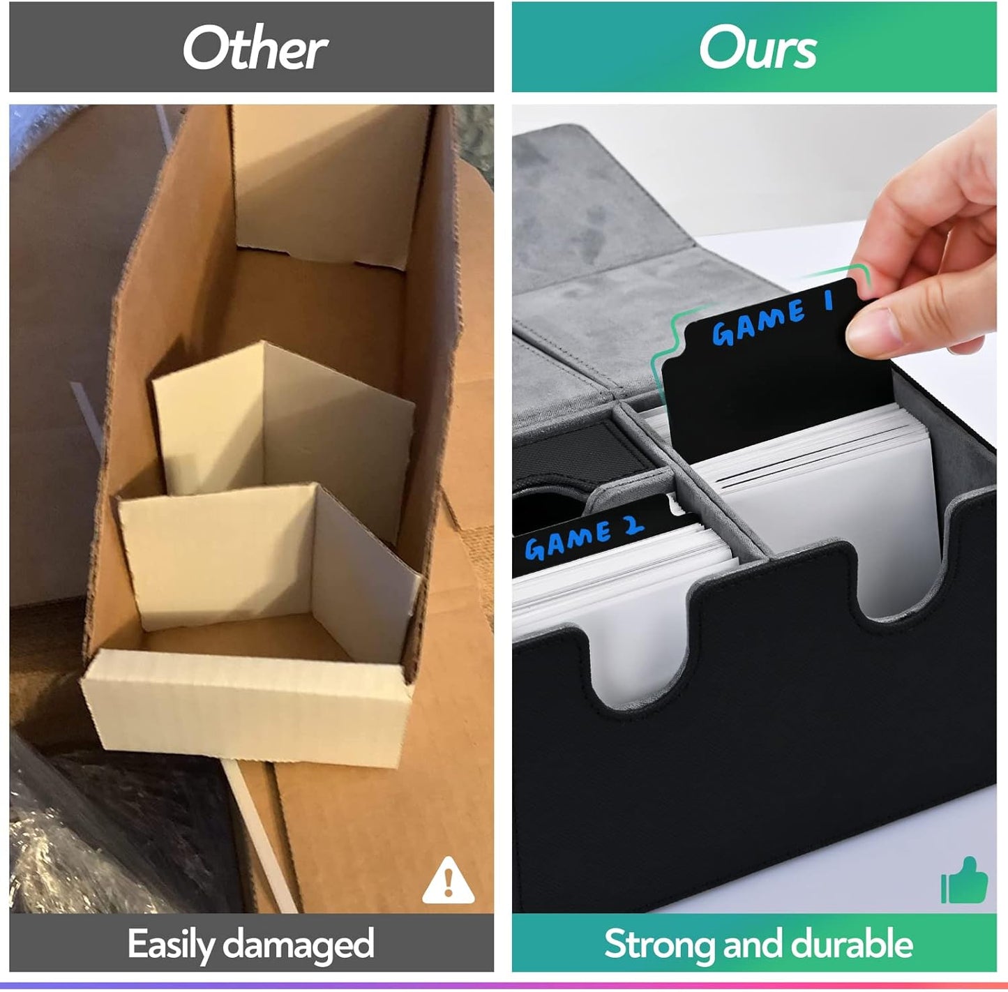 ZLCA Trading Card Dividers - Plastic Card Separator with Tabs, 2.75 x 3.76 Inch (100, Black)