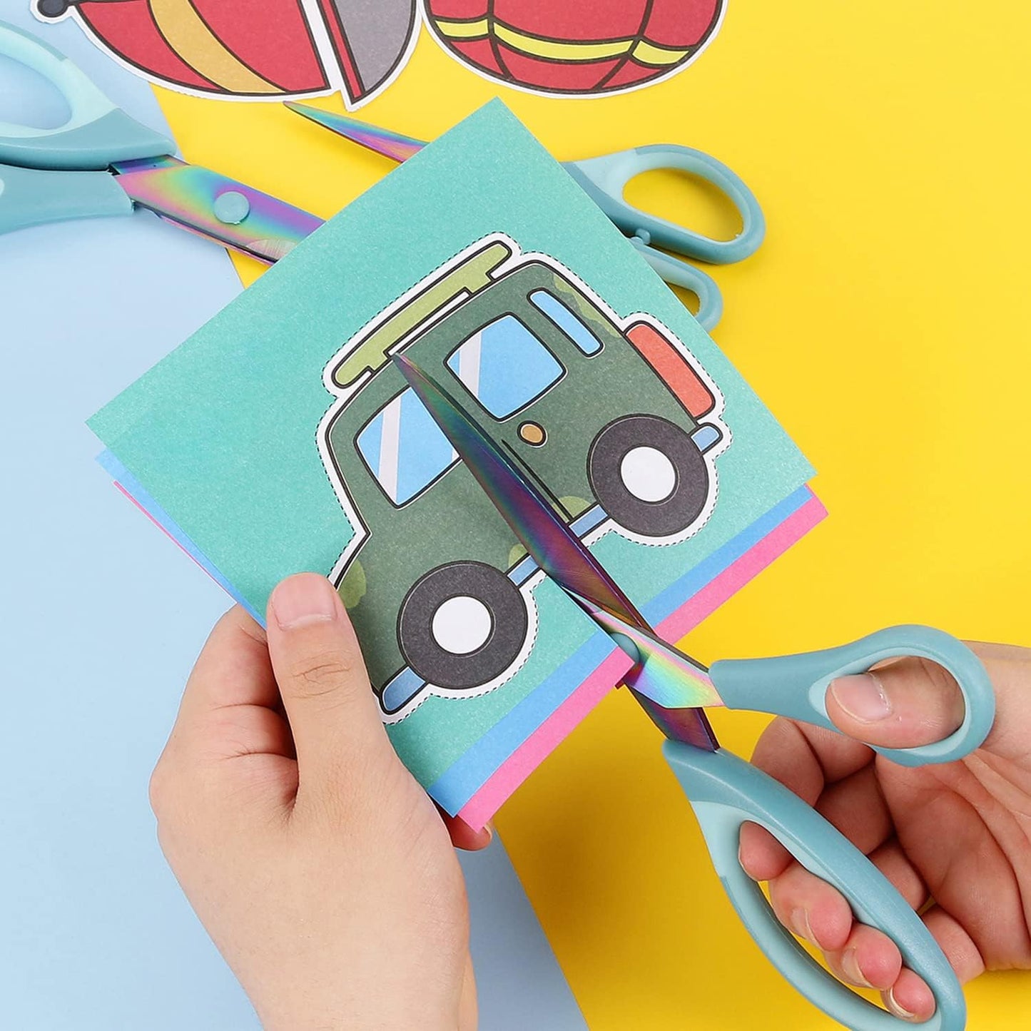 Scissors All Purpose, Sharp Titanium Blades Shears, Rubber Comfort Grip Handle, Multipurpose scissors 3 pack, Great for Office, Fabric, Craft, Sewing, Arts, School and Home Supplies, Blue