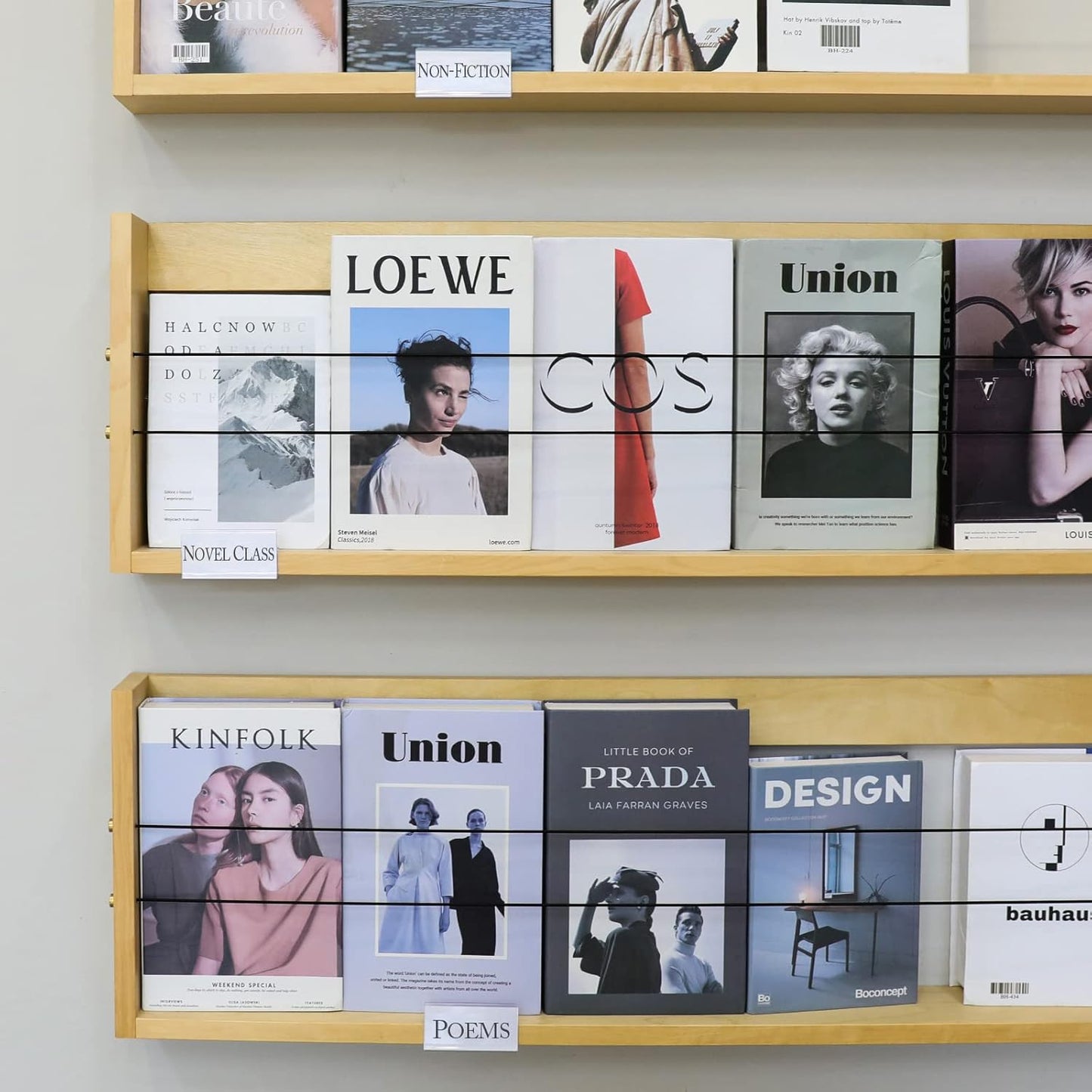 36pcs Wood Shelf Label Holder Plastic Price Tag Holder Supermarket Retail Sign PVC Clear Shelf Label Holder (Includes 50 Pieces Label Inserts) Perfect Fits 18 mm Wooden Shelving.