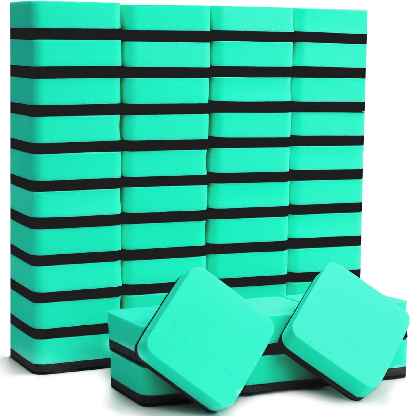 EAONE 48 Pack Dry Erase Eraser, Magnetic Whiteboard Cleaner Mini Chalkboard Cleansers for Classroom, School, Office, Home (Green, 1.97 x 1.97 Inch)