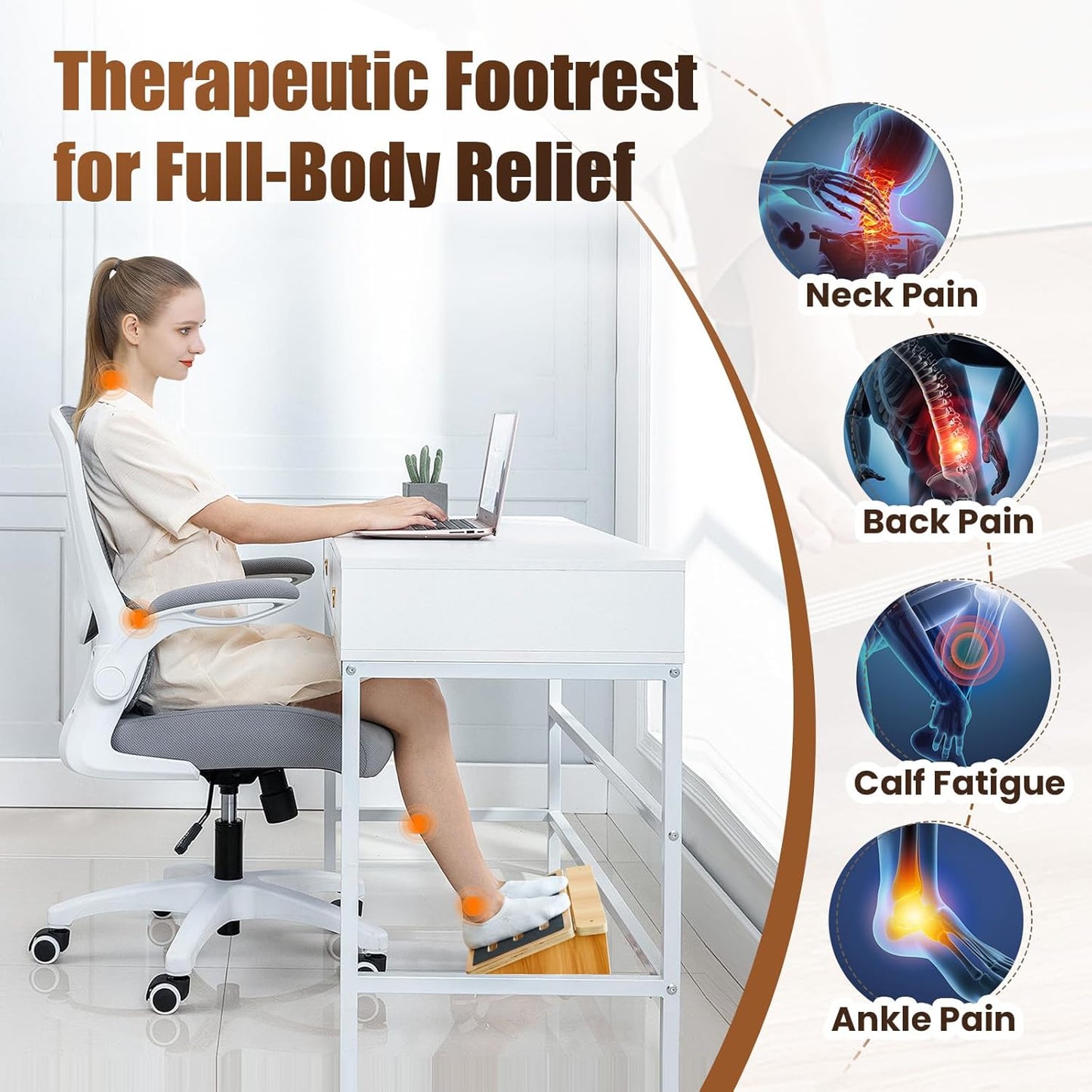 StrongTek Ergonomic Foot Rest Support, Under Desk Footrest, Non-Slip Foot Stool, 4" High, Improve Posture, Reduce Fatigue & Pain, 300lbs Capacity, Ideal for Office & Gaming, Enhance Health and Comfort