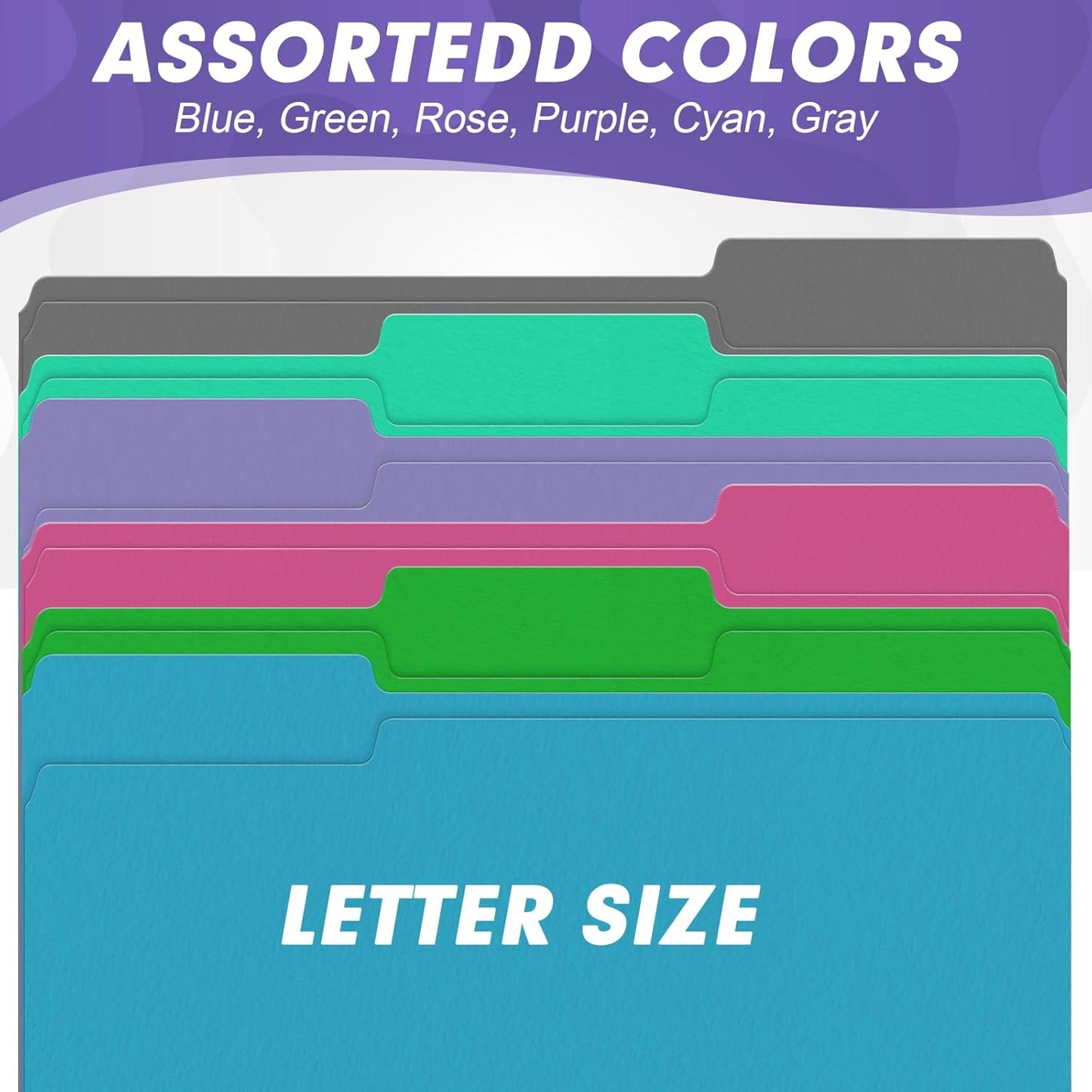 File Folder, HERKKA 120 Pack 1/3 Cut Tab File Folders, Letter Size, Assorted 6 Colors, Colored File Folders Designed for Office and Classroom Use