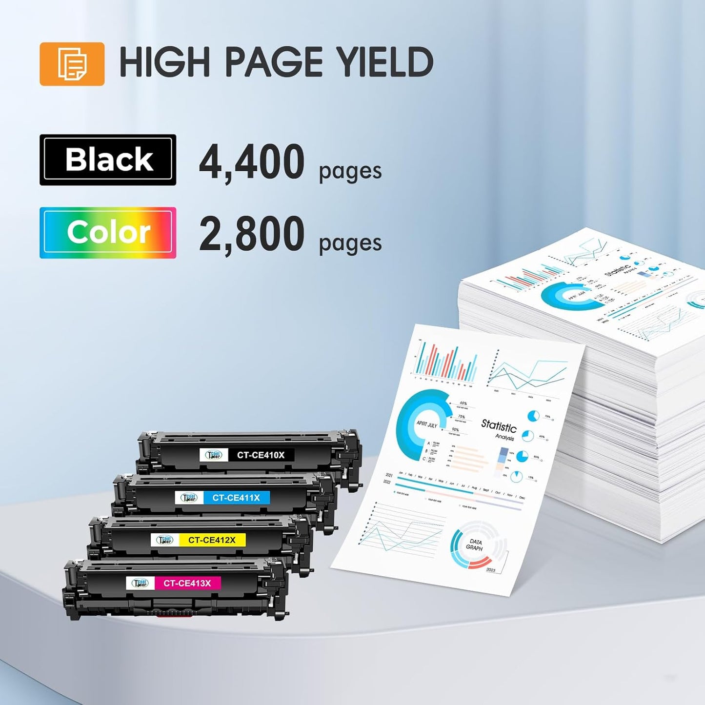 305X 305A Toner Cartridge 4-Piece Combo Pack Compatible for HP 305X 305A CE410X CE411X CE412X CE413X for HP Laserjet Pro 400 Color MFP M451nw M475dn M451dn M351 M375 M451 M475 Series Printer