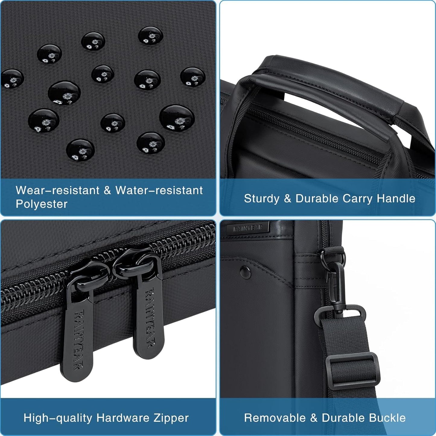 RAINYEAR 15.6 Inch Laptop Bag Laptop Shoulder Bag for Men, Expandable Waterproof Laptop Messenger Bag Large Capacity Computer Laptop Briefcase with Pockets for Travel Business Work Office, Black