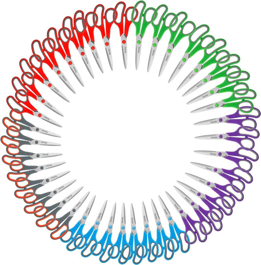 Scissors Bulk Set of 40-Pack, Niutop 8" Multipurpose Sharp Sewing Craft Fabric Scissors for Office Home High/Middle School Student Office Teacher Art Supplies, Soft Comfort-Grip Right/Left Handles