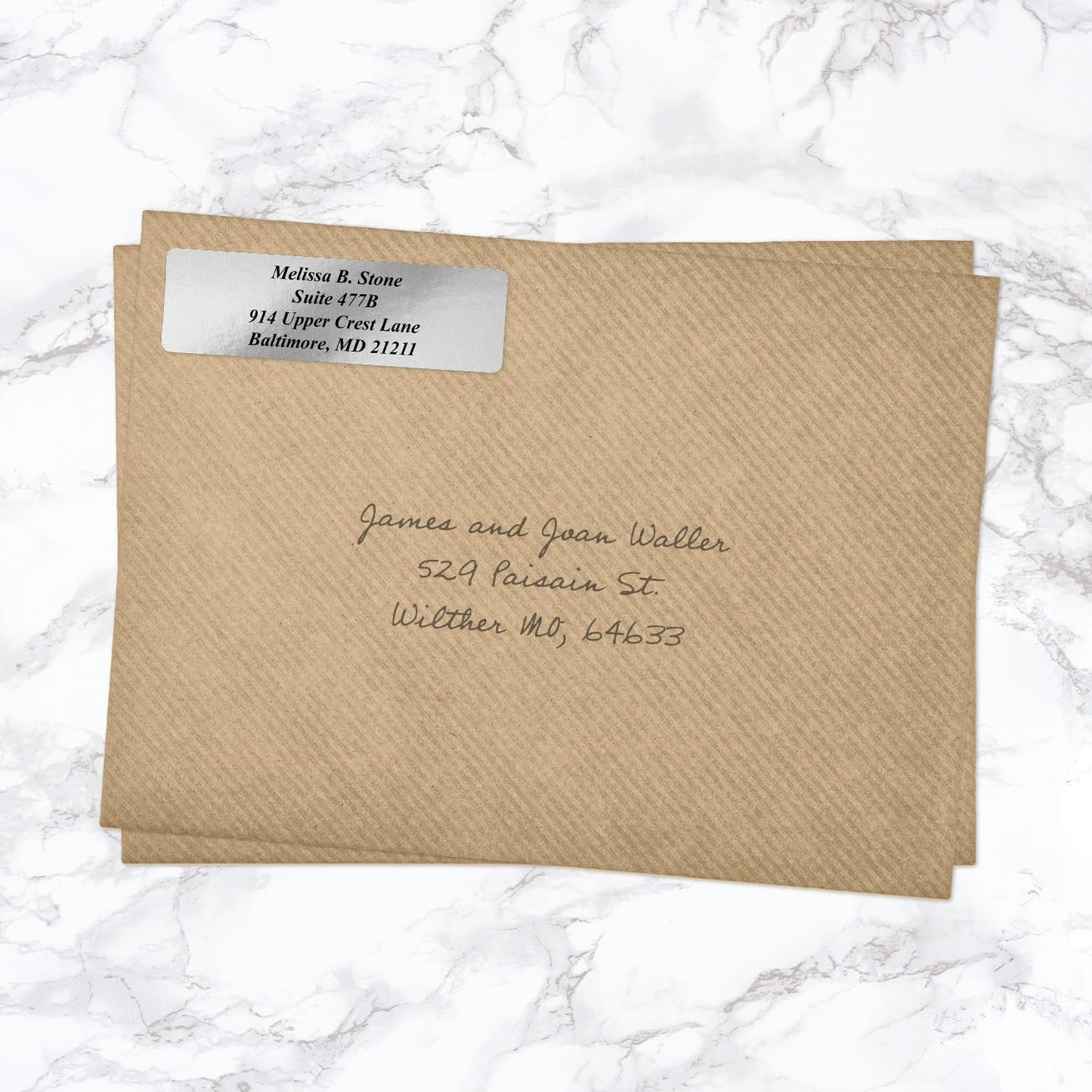 Silver Foil Personalized Return Address Labels Without Dispenser - Roll of 500 Custom Stickers