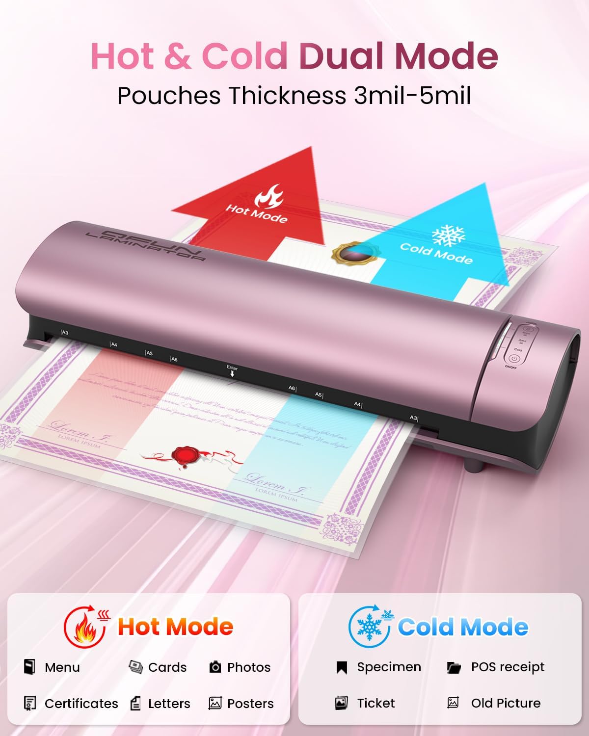 Laminator Machine Thermal Laminating Machine with Sheets 11x17 Personal Laminator for Teachers, 13 Inch Lamination Machine 60S Warm Up Office Presentation laminators, A3 Portable Paper Laminate Kit