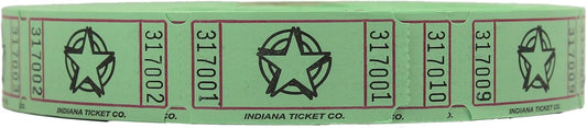 INDIANA TICKET CO. 2000 Raffle Tickets, Star, Green, Single Roll, Ticket for Events, Entry, Class Reward, Fundraiser & Prizes
