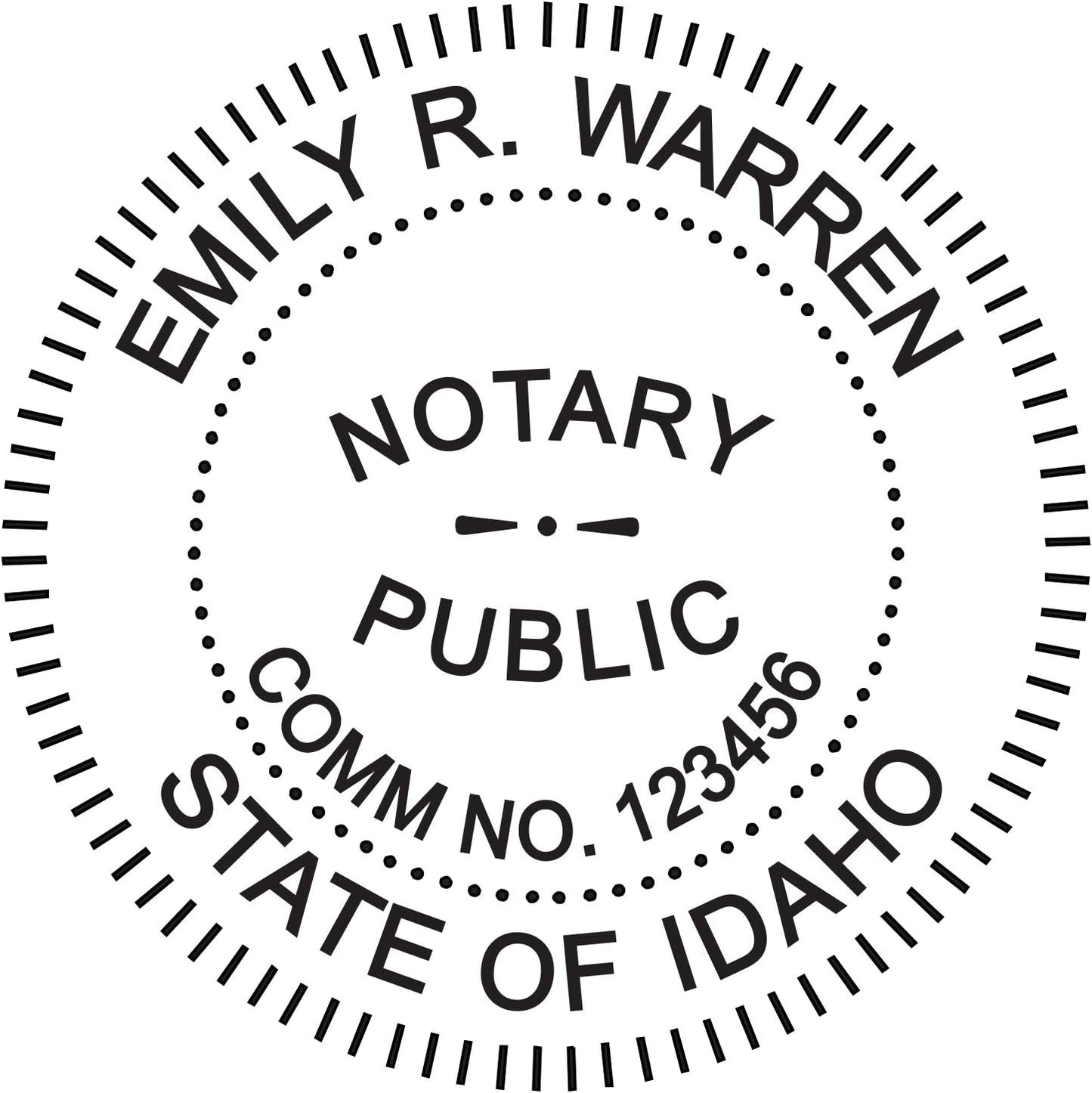 Round Notary Stamp for State of Idaho - Self Inking Stamp - Top Brand Unit with Bottom Locking Cover for Longer Lasting Stamp - 5 Year Warranty