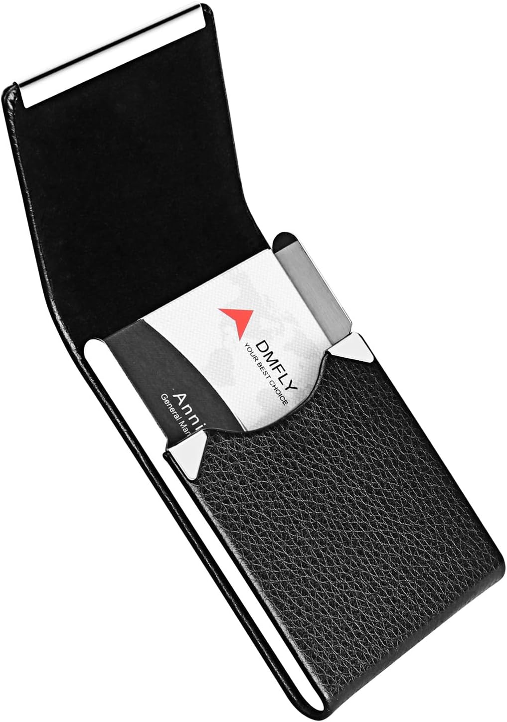 Business Card Holder with Ultra Slim Design, Business Card Case with Premium PU Leather, Suit Pocket Metal Card Holder for Women/Men, Magnetic Closure Quick Access Cards, Small and Easy to Carry