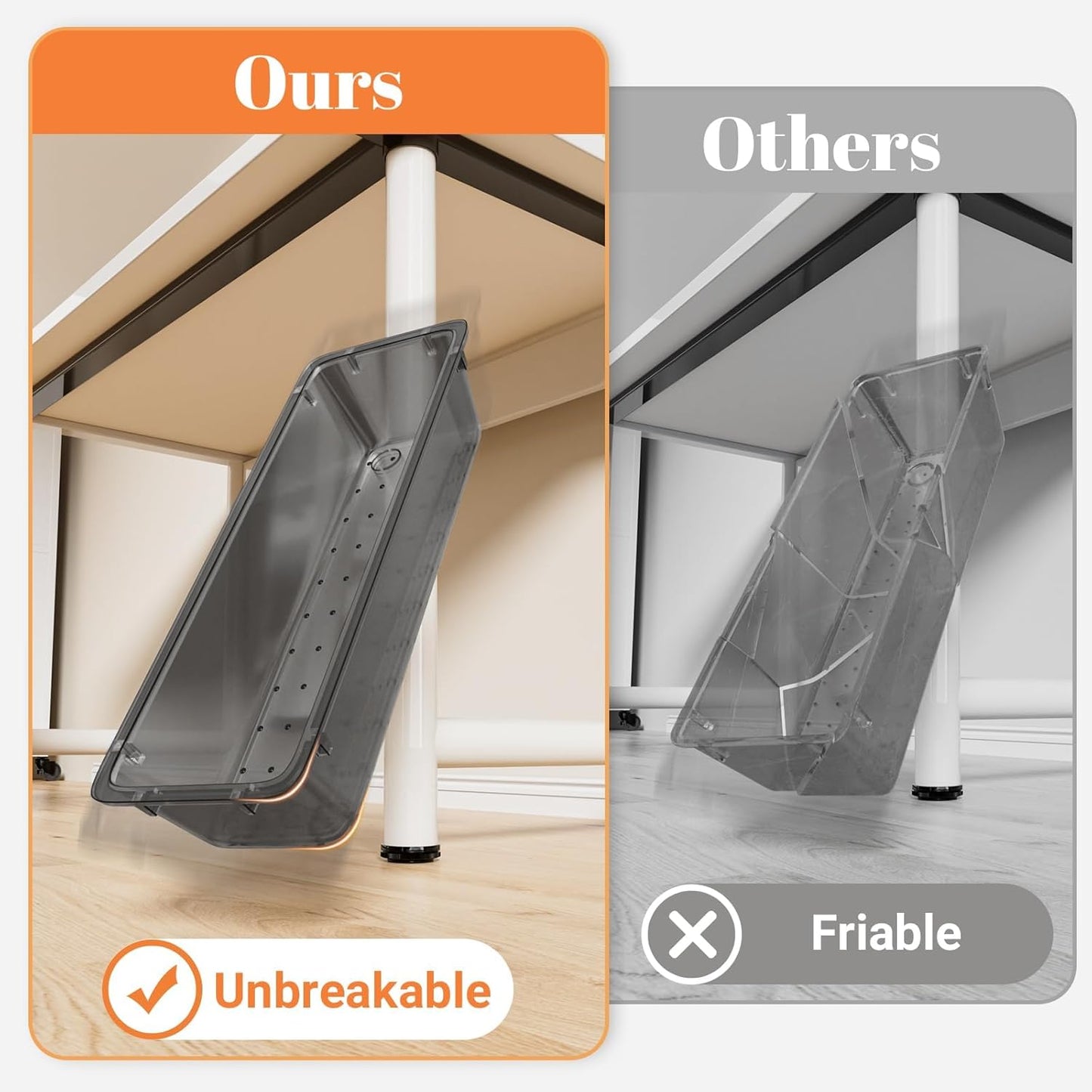 15 PCS Clear Plastic Drawer Organizer Set, 4-Size Acrylic Drawer Storage Trays, Storage Bins for Makeup, Gadgets, and Jewelry in Bathroom, Bedroom and Office, Clear Black