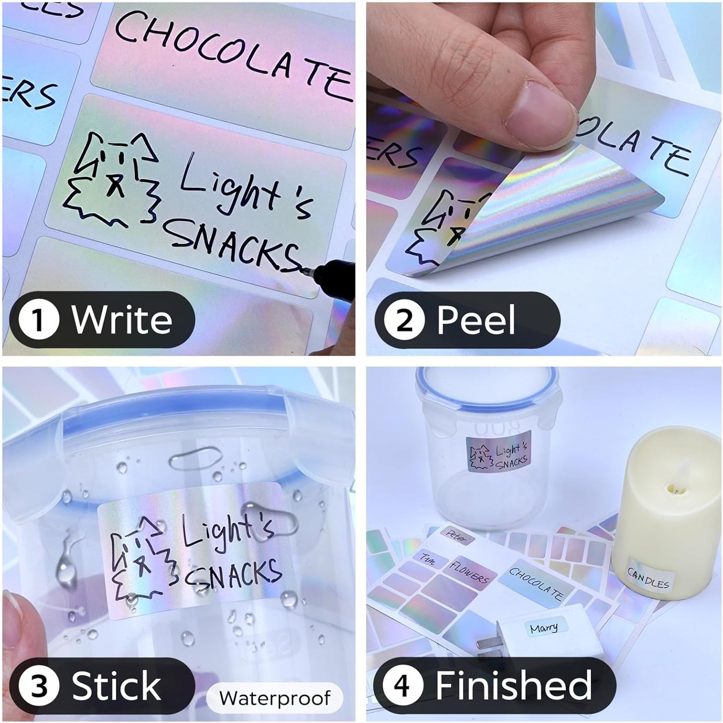 170Pcs Laser Removable Labels for Jars,for Storage Bins,for Food Containers with 2 Liquid Chalk Marker(Laser)