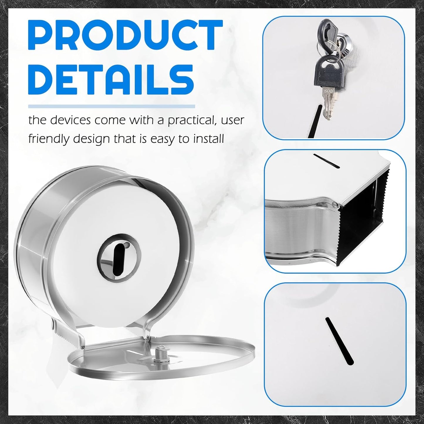 2 Pcs Commercial Soap Dispenser and Paper Towel Dispenser Set with Lock-Stainless Steel,Wall Mount,Large Capacity Manual Liquid Pump Rust Proof Leak Free for Home Bathroom (500 ml,Style 3)