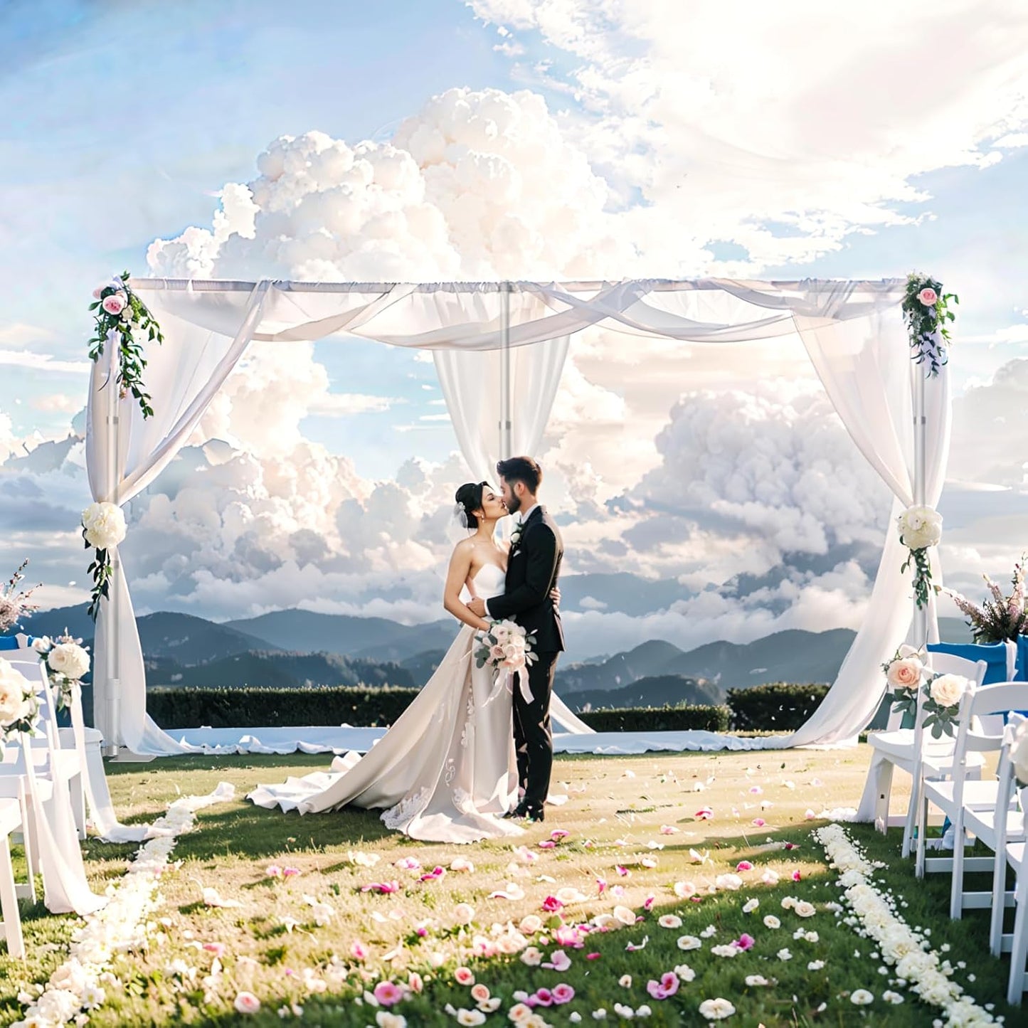 EMART Backdrop Stand Heavy Duty 8.9ftx20ft, Adjustable Pipe and Drape Photo Background Support Kit, Metal Frame with Flat Base for Wedding Birthday Party Banquet Decorations