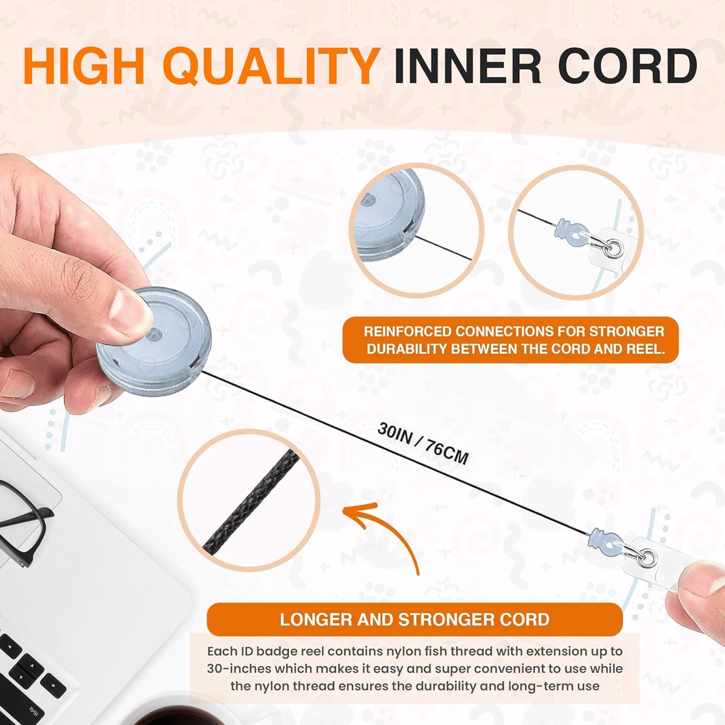 25 Pack Badge Reels Retractable Badge Holder with Clip, ID Badge Reel, Retractable Clip with Clear Vinyl Strap & Alligator Swivel, No Twist Dispenser (Clear)