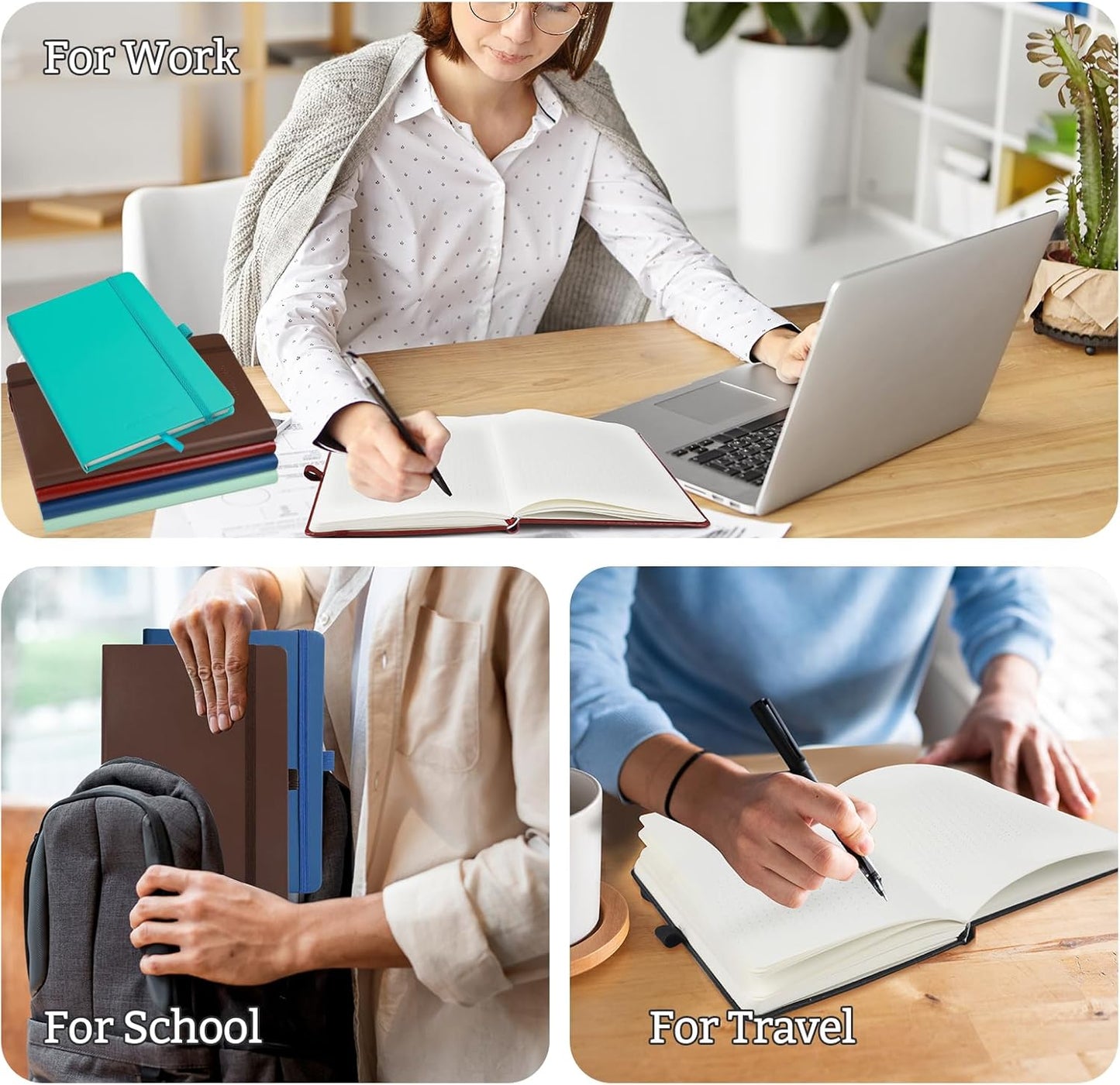 Bullet Dotted Hardcover Journal Notebook, A5 140 Pages 120Gsm Thick Paper for School,Note Taking,Work,Diary，5.7''*8.3'',Blush