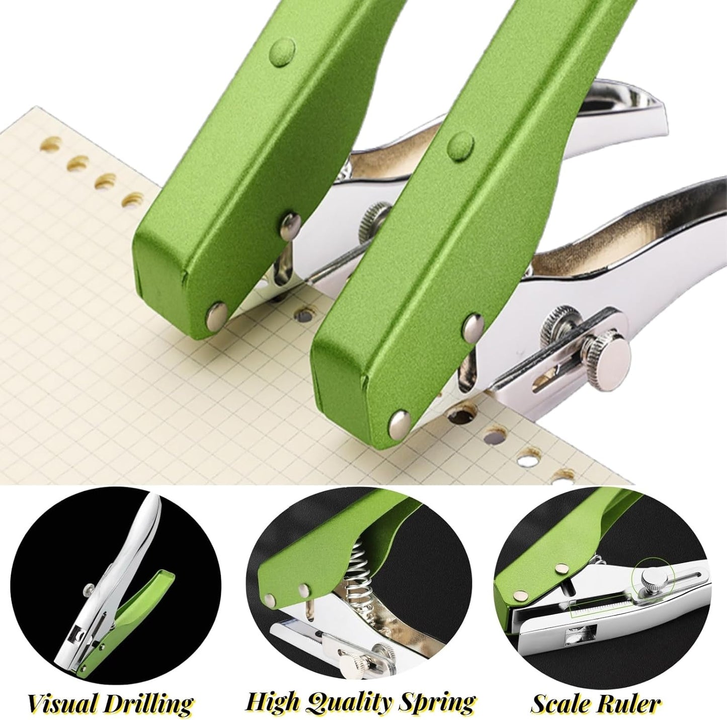 Hole Punch, Heavy Duty Hole Puncher Single Hole Punch Handheld Paper Punch Hole Puncher Single Small Hole Punch One Hole Punch for Paper Crafts Cards Tags Scrapbook- 5/16 inch-8mm