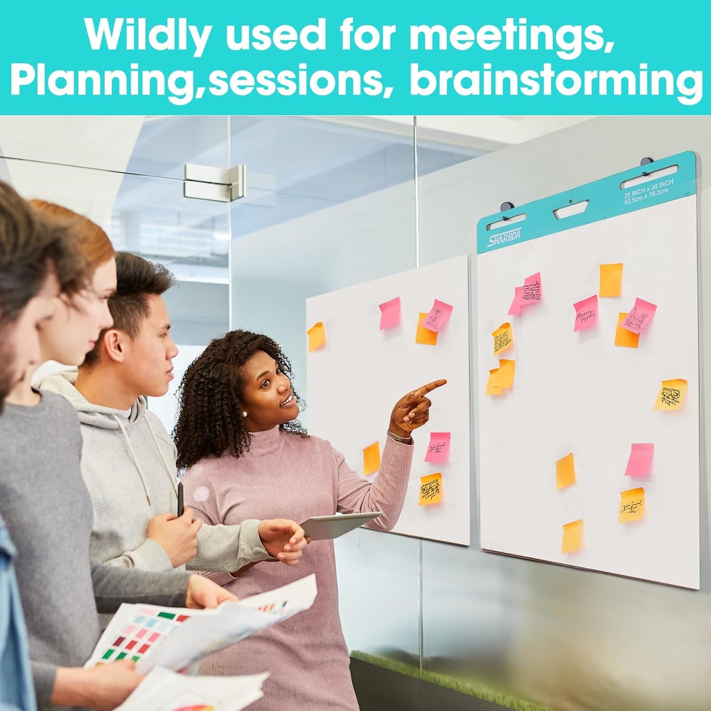 Sticky Easel Pad, 25 in x 30 in,Flip Chart, Chart Paper for Teachers, Large Self-Stick Easel Paper,Super Sticky & Bleed-Resistant,30 Sheets/Pad,10 Pads