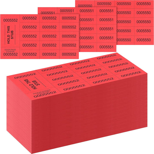Kosiz 504 Sheets 15 Bid Raffle Ticket with Different Numbers Per Sheet Chinese Auction Tickets for Events Church Basket Auction Silent (Red)