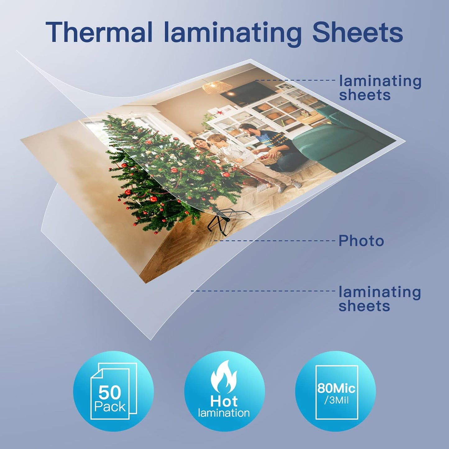 MAXDONE Premium Clear Thermal Laminating Pouches 50-Pack Laminating Sheets for Laminator A3 A4, 3 Mil（80 Mic） Thickness for Extra Protection