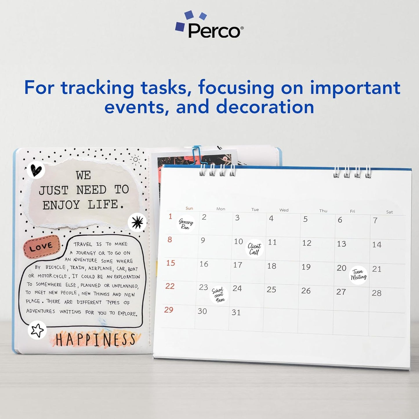 Perco White 1-Inch Round Circle Dot Sticker Labels with Easy Peel Perforation - 1,000 Labels per Roll - Strong Adhesion, Vibrant Colors for Organizing, Crafting & More - Made in USA