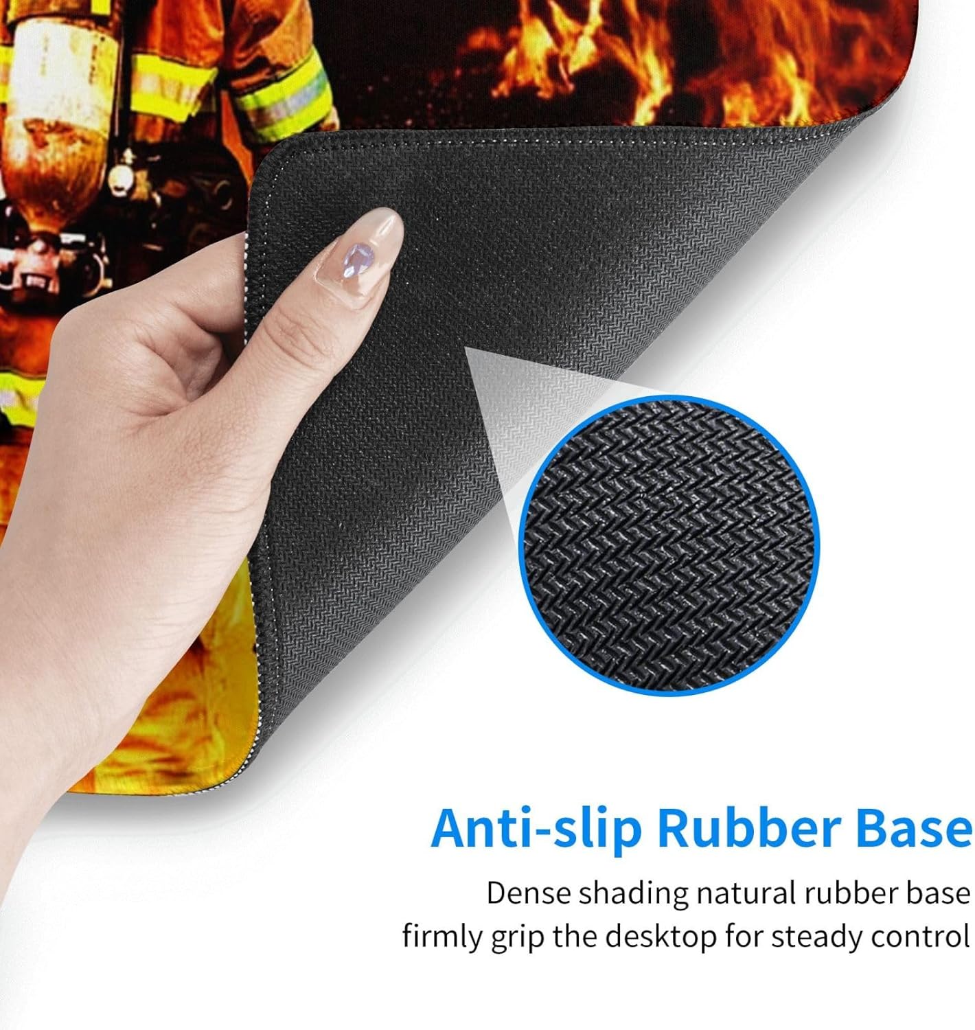 Fire Firefighter Fireman Mouse Pad, Large Big Gaming Mouse Pad Desk Pad, Mousepad with Non-Slip Rubber Base, Extended XXL Mouse Mat for Computer Laptop Office Accessories